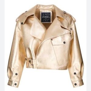 Popski London leather jacket gold